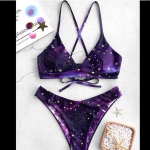Zaful galaxy purple reversible bikini NEVER WORN